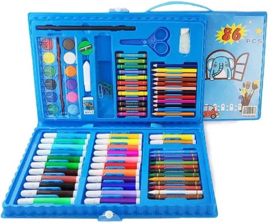 Kleurpotloden Stiften & Kleurpotloden Meisjes & Jongens Tekenen Kleurpotloden Set Tekendoos XL 86-Delig Tekendoos met Stiften & Kleurpotloden Leuke Kleurpotloden