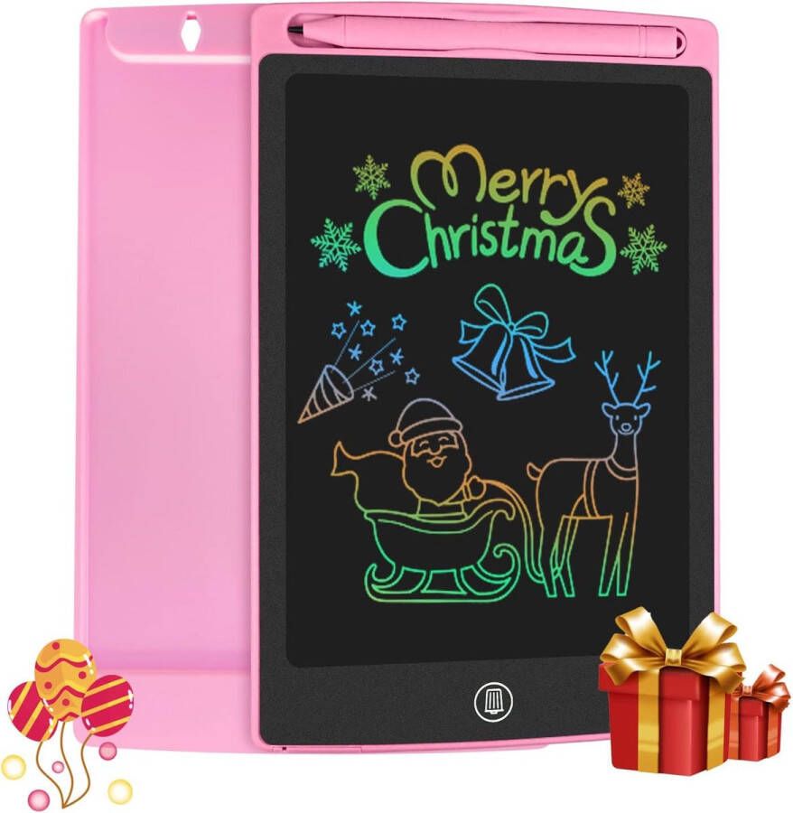 Kleurrijke LCD-schrijftablet 18 cm tekentafel Grafische tablet Lock-Key handschrift Doodle tekenblok Kinderspeelgoed Cadeaus voor jongens Meisjes (roze)