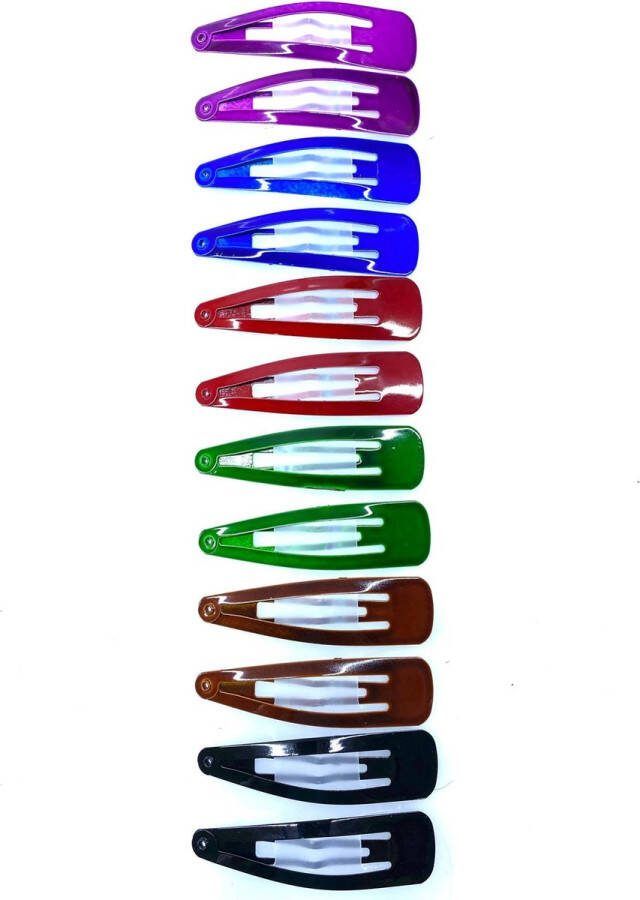 Merkloos Sans marque Klik-Klak Haarspeldjes Haarschuifjes- Haarclips Haarknipjes 5.9 cm Set 12 Stuks