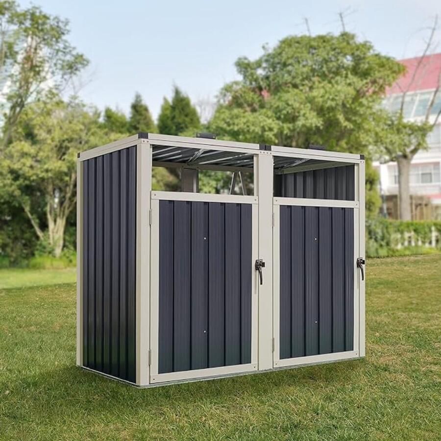 Kliko Ombouw Dubbel Containerberging Containerkast Voor 2 Kliko s 146x121x82 Cm Antraciet Verzinkt Staal
