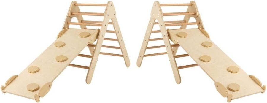 Klimdriehoek Houten Klimrek – Klimboog voor Binnen Met Ladder en Glijbaan Baby Speeltoestel Hout Peuter Speelgoed Leerzame Klimdriehoek Hout Kleur