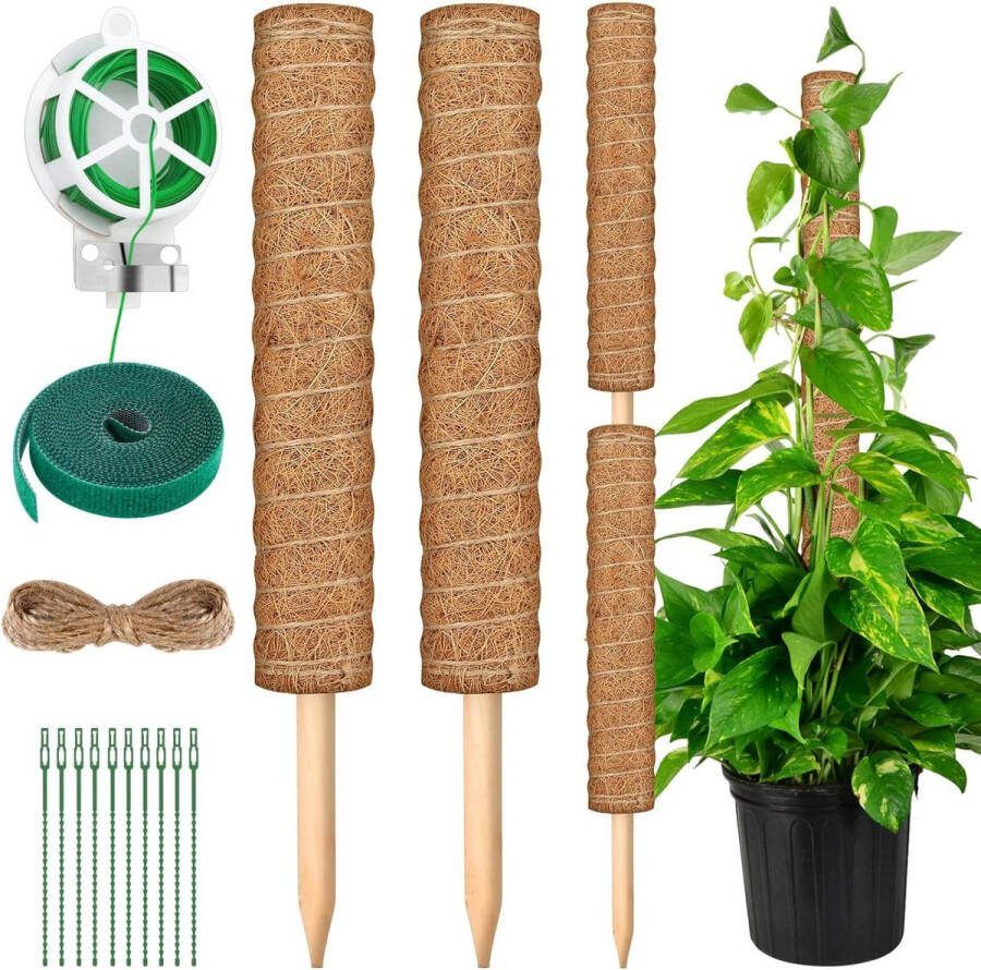 Klimhulp 2 stuks 42 cm mosstaaf voor plantenstaaf kokosstaaf met accessoires klimhulp voor klimplanten klimhulp kamerplanten
