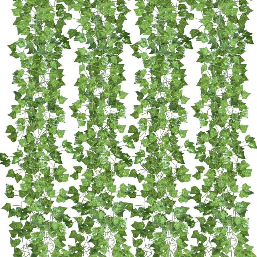 Klimop Slinger 12 Stuks 2.4m Kunstmatige Hangplant met 80 bladeren Decoratie Plant voor Huis Tuin Bruiloften Kunsthaag Voor binnen en buiten nep planten