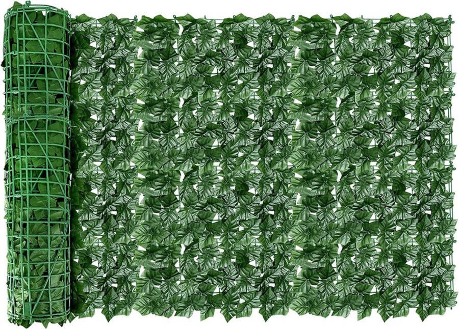 Klimoplaag Kunstmatige Klimophaag 100 x 300 cm (2*50x300cm) Privacyscherm voor Balkon Kunsthaag met Bladeren Zoete Aardappelbladeren