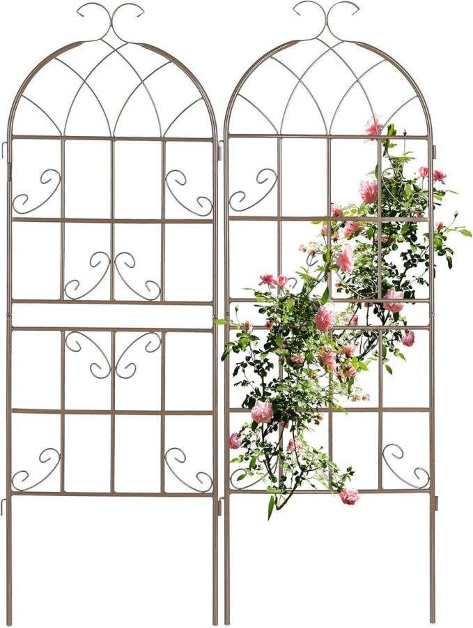 Klimplantenrek set van 2 150 x 50 cm vrijstaand rozen plantensteun tuin bruin klimplantgeleider