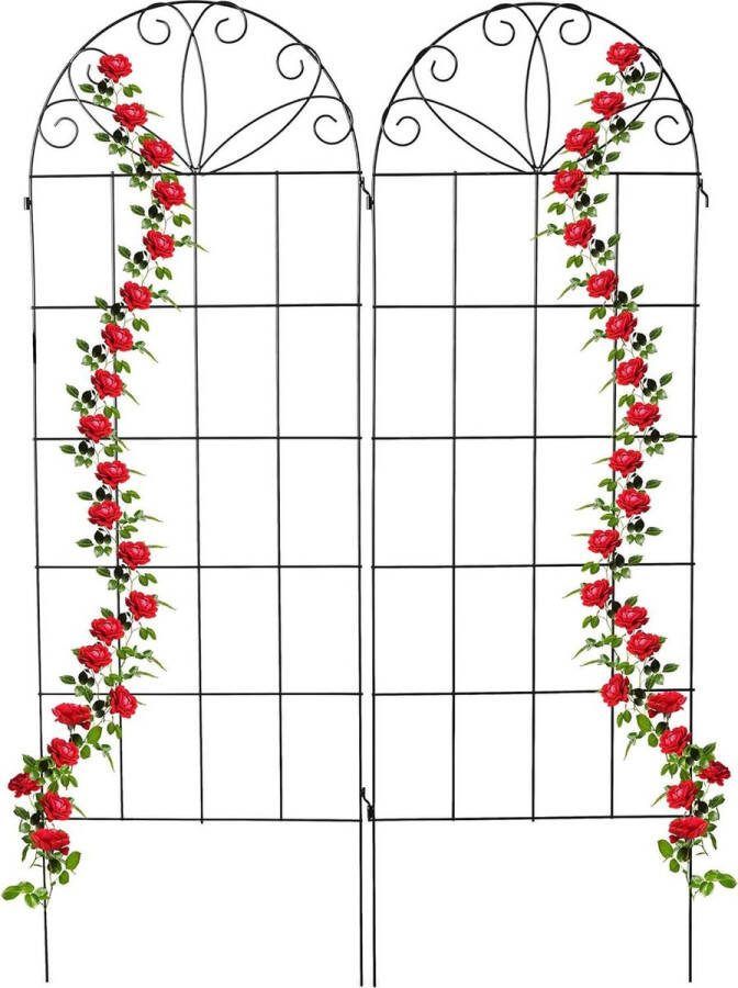 Klimplantenrek set van 2 metaal plantensteun klimplanten rozensteun HxB 153 x 51 cm zwart