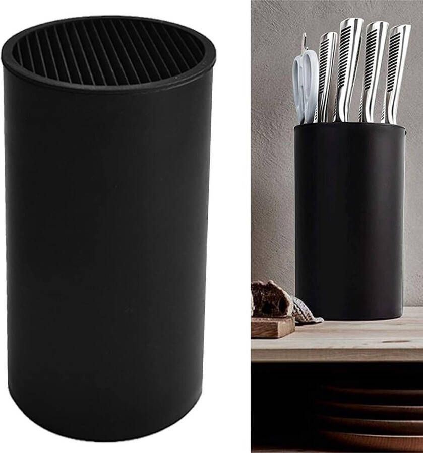 Knife Block Round Knife Block Knife Holder Without Knives Suitable for All Kitchen Knives Keeps Knives Organised and Clean 22.5 x 11 x 11 cm