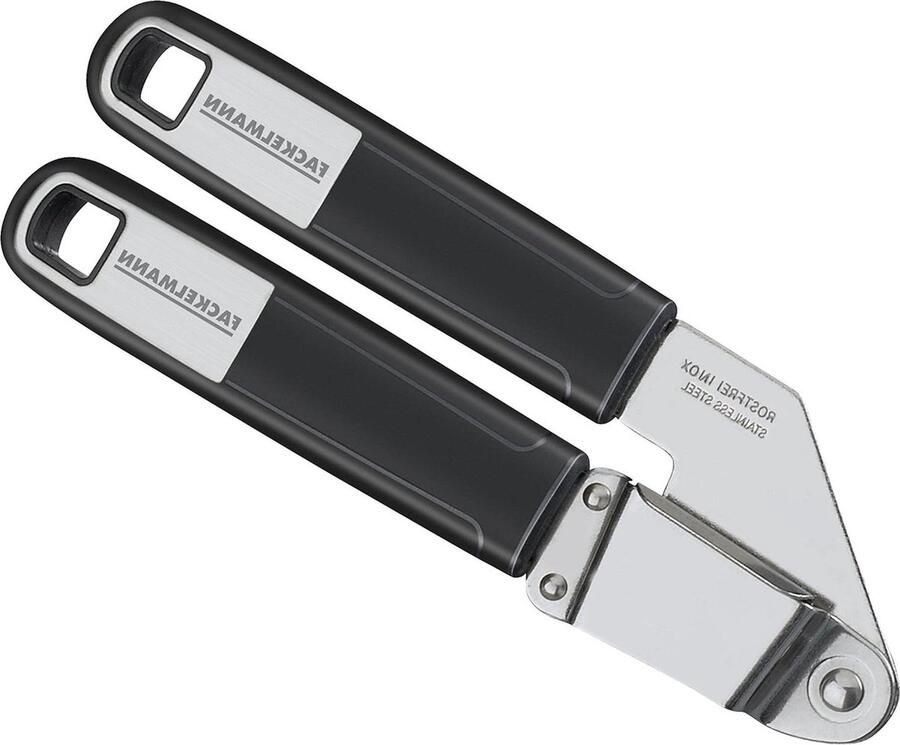 Knoflookpers 18 cm SENSE keukenhulp roestvrij staal anti-slip handvat-zilver zwart