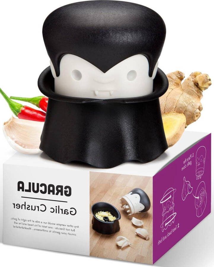 Knoflookpers Gracula- Garlic Crusher Mincer Twist Top & Easy Squeeze BPA Free Dishwasher Safe knoflookpers