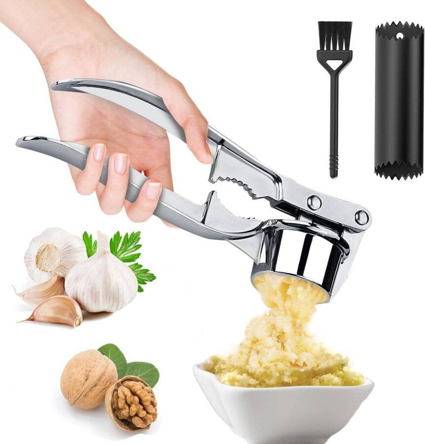 Knoflookpers handmatige knoflookpers met knoflookschiller en borstels keukenhulp knoflooksnijder knoflookpers