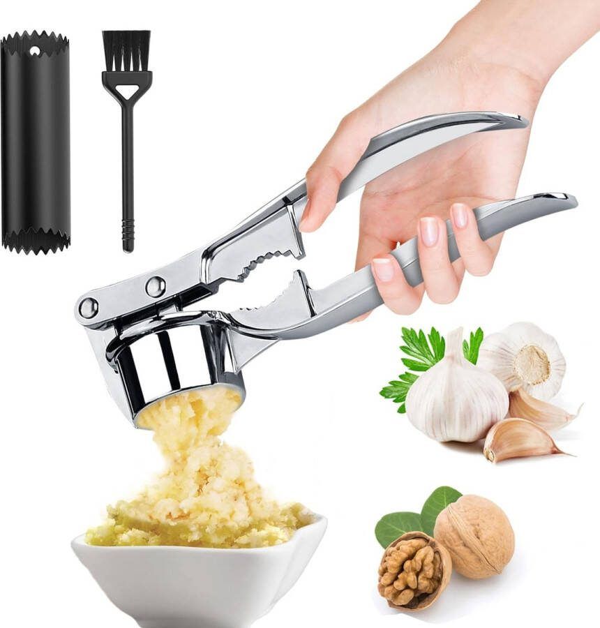 Knoflookpers met knoflookschiller en borstels handmatige knoflookpers keukenhulp knoflooksnijder