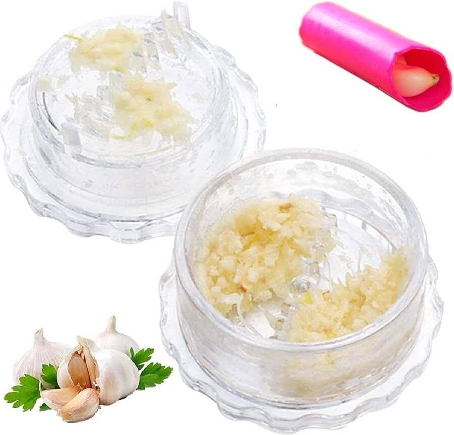 Knoflookpers Plastic Knoflookschiller Knoflook Peeler Crusher Keuken Gember Knoflook Crusher Multifunctioneel Knoflookapparaat Geschenken voor ouders vrienden mannen en vrouwen keukenliefhebbers 2