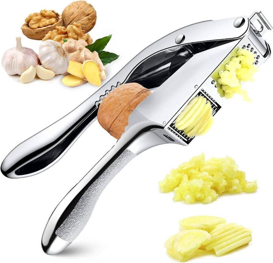 Knoflookpers Premium roestvrij staal vaatwasmachinebestendig 2-in-1 handmatige garlic crusher knoflook en gemberpers moeiteloos schoonmaken knoflookpers