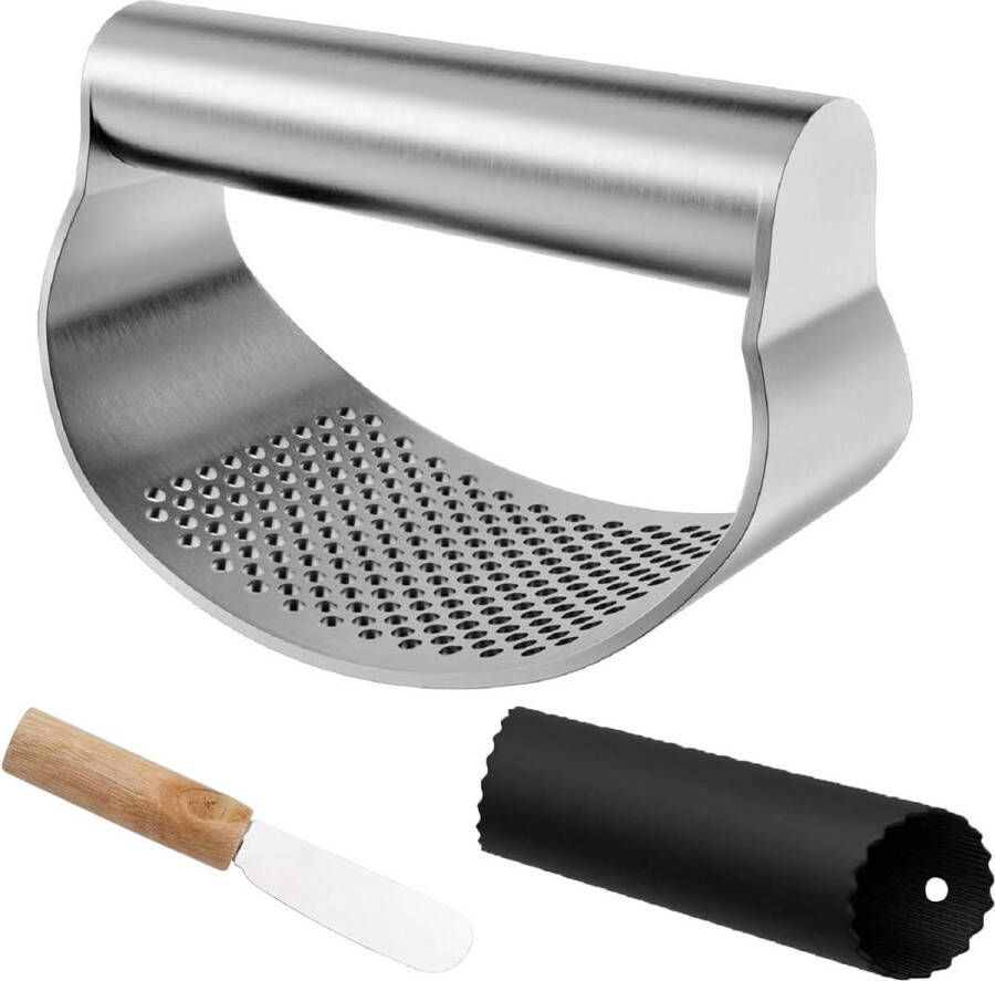Knoflookpers Professionele Keuken Tool Dunschiller Gember Crusher Ergonomische Rvs Rocker Arbeidsbesparende Crusher