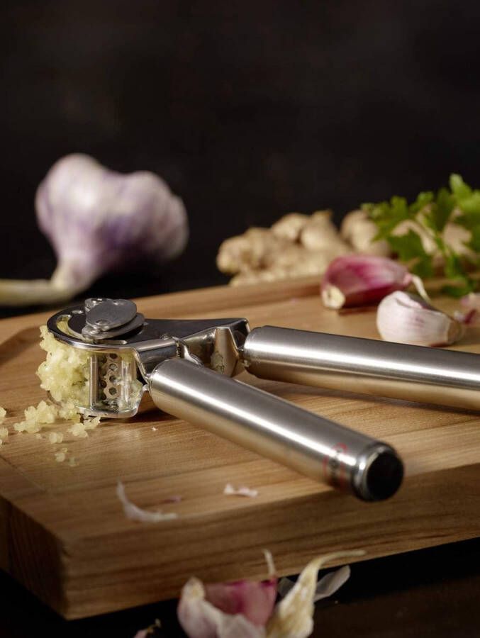 Knoflookpers professionele kwaliteit gember knoflook schraper inklapbare zeef roestvrij staal vaatwasmachinebestendig. knoflookpers