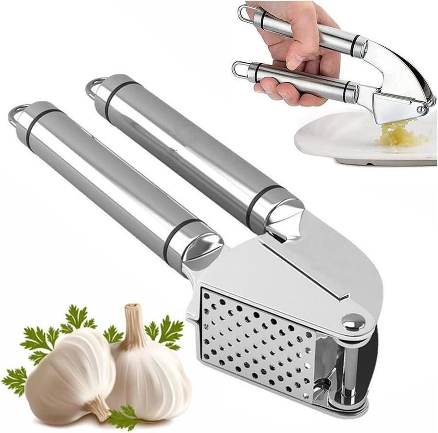 Knoflookpers Roestvrij-Staal Crusher Gember Heavy-Duty Knoflookpers Squeezer Vaatwasmachinebestendig Keukenrestaurant Gereedschap