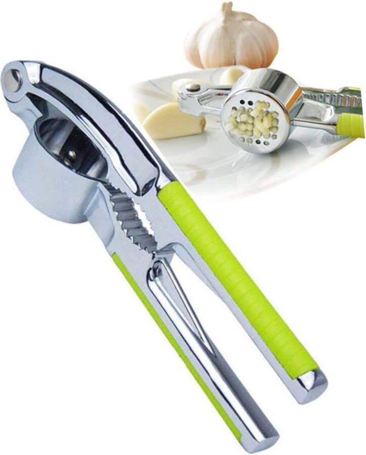 Knoflookpers roestvrij staal Gemberpers Knoflookpersen Gemberpers RVS incl Antislip Handvat Garlic press handomdraai knoflook persen