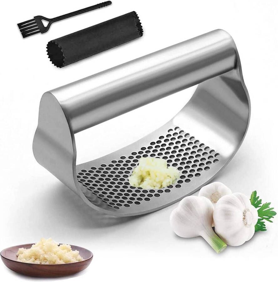 Knoflookpers roestvrij staal knoflookwip 3-delige set Knoflookpers mincer crusher kookapparaat knoflookmolen keukenhulp siliconen dunschiller eenvoudige reiniging