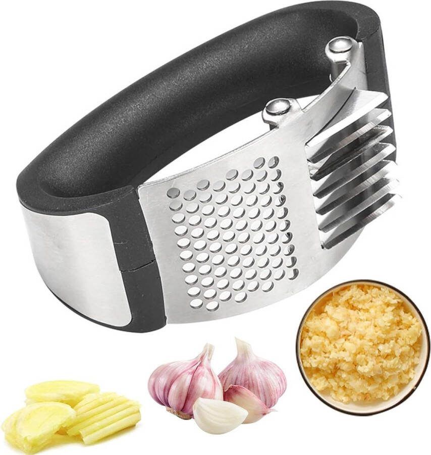 Knoflookpers Roestvrijstalen Knoflooksnijder en Gemberpers Keuken Knoflook Chopper met Ergonomie Hakmolen knoflookpers