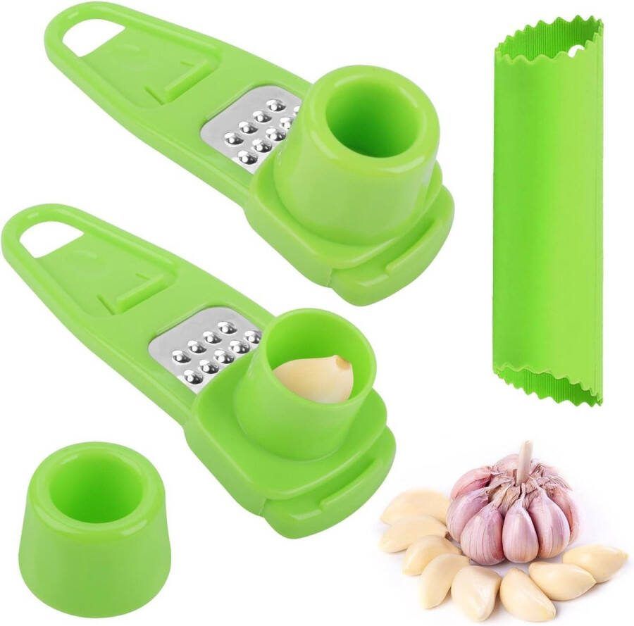 Knoflookpers Set van 3 knoflookversnippers Kunststof keukengerei Efficiënt gereedschap Knoflookpasta maken Rasp & snijder knoflookpers