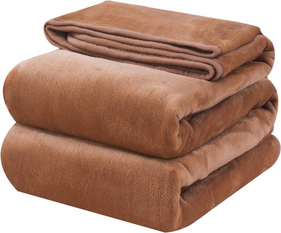 Knuffeldeken 130 x 150 cm camel deken fleece dekbed bankdeken warme knuffeldeken wollige fleecedeken sprei woondeken wollen deken bankdeken dubbele kant