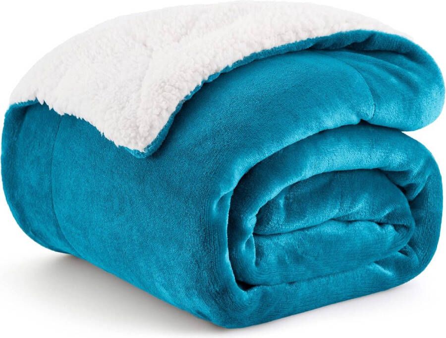 Knuffeldeken wollig bankovertrek turquoise deken bank klein als bankdeken sprei en woonkamerdeken woondeken van zachte fleece fleecedeken 130 x 150 cm