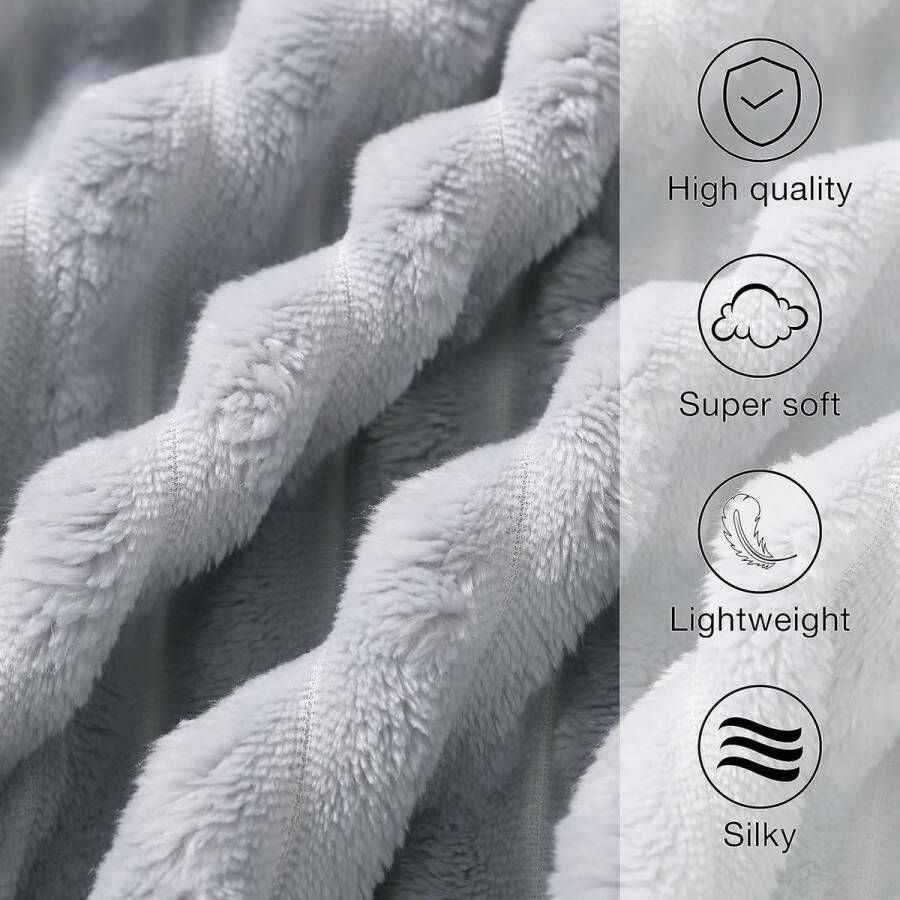 Knuffeldeken wollig fleecedeken woondeken warme deken dikke winterbankdeken sofadeken grijs 150 x 200 cm
