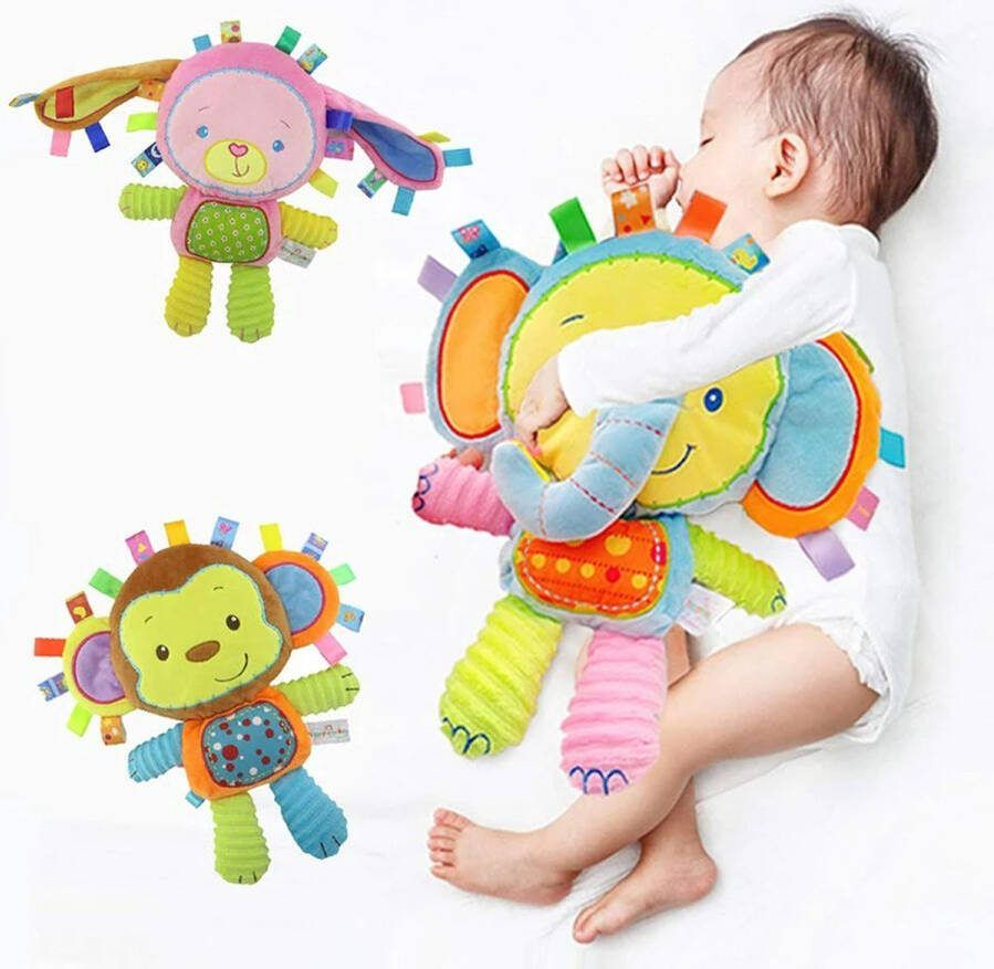 Knuffelolifant Knuffel Olifant – Pluche – Rammelaar knuffel – Olifantknuffel – Baby knuffel – Babyknuffel – ingebouwde rammelaar Sensorisch Speelgoed – Babyspeelgoed – Olifant knuffel groot – Kleurenknuffel – Kleuren knuffel