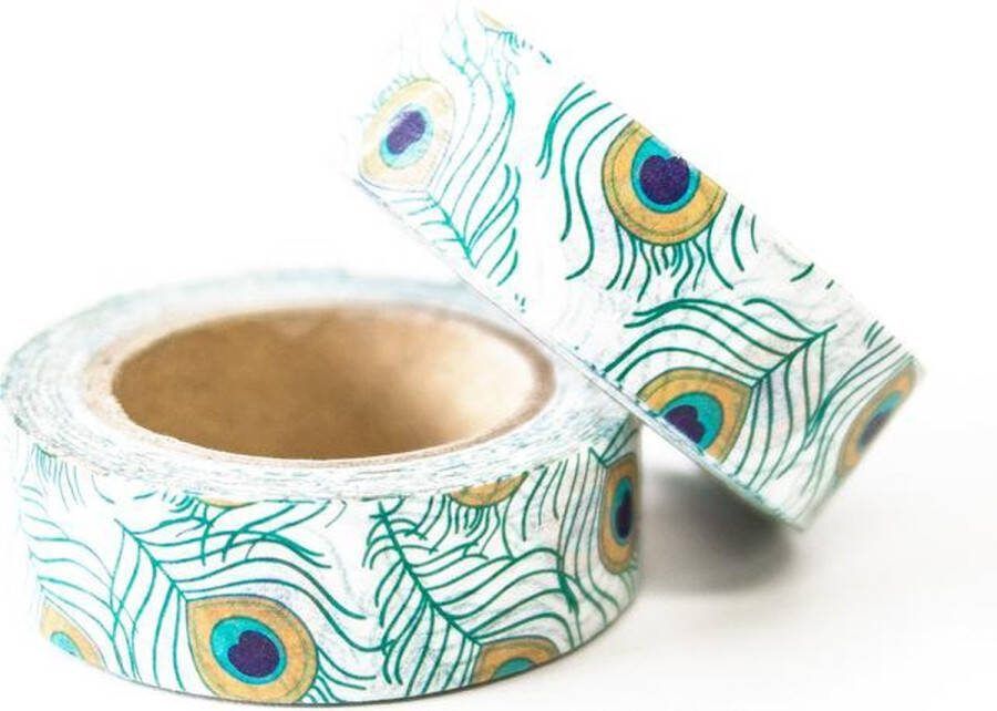 Knutselen Set van 2 rollen Japanse Washi Tape Pauwenveren Masking Tape