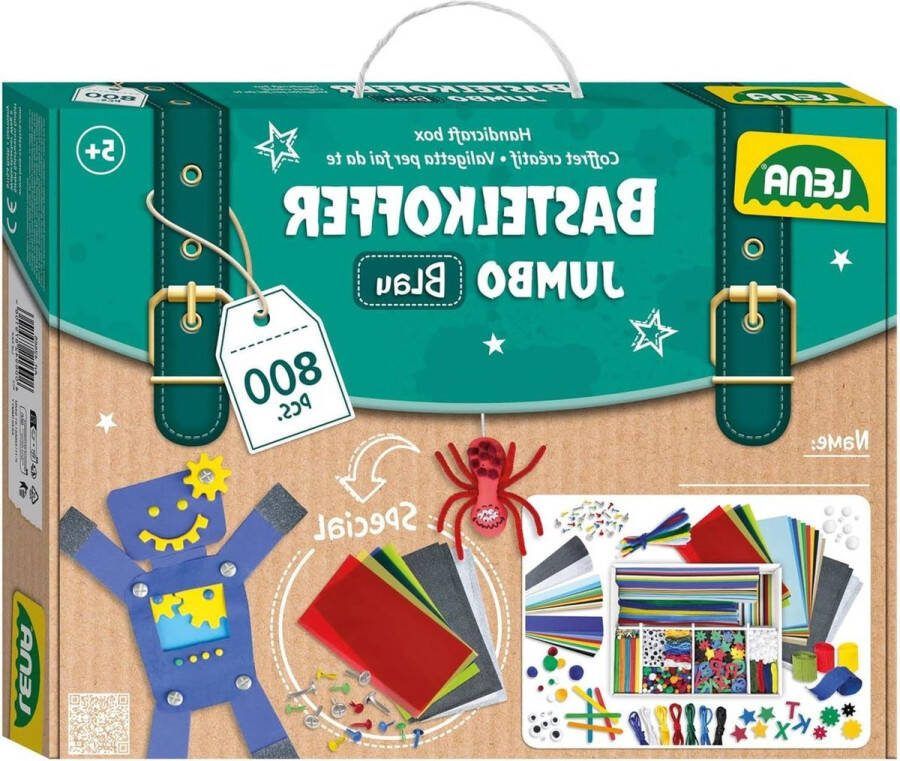 Knutselkoffer kleuren materiaal schuimrubber papier pompons vanaf 5 jaar