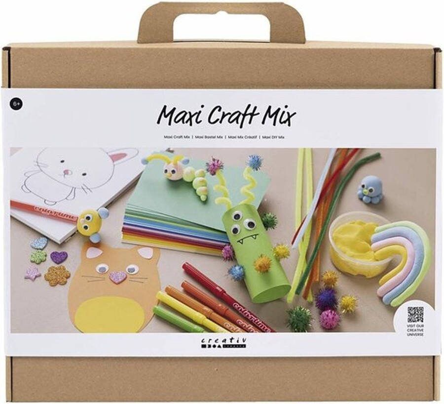 Knutselpakket Knutselbox Creatieve Box Knutselmateriaal Hobbyset DIY Kinderen Strass Pijpenragers Pompoms Silk & Foam Clay Glitterlijm Eva Foam
