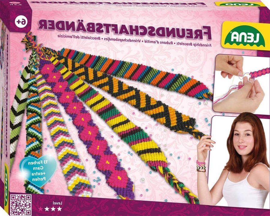 Knutselpakket vriendschapsbandjes volledige set met garen 13 kleuren extra veel rijgkralen knoopset vanaf 6 jaar armbandenset handleiding vlechten armbanden