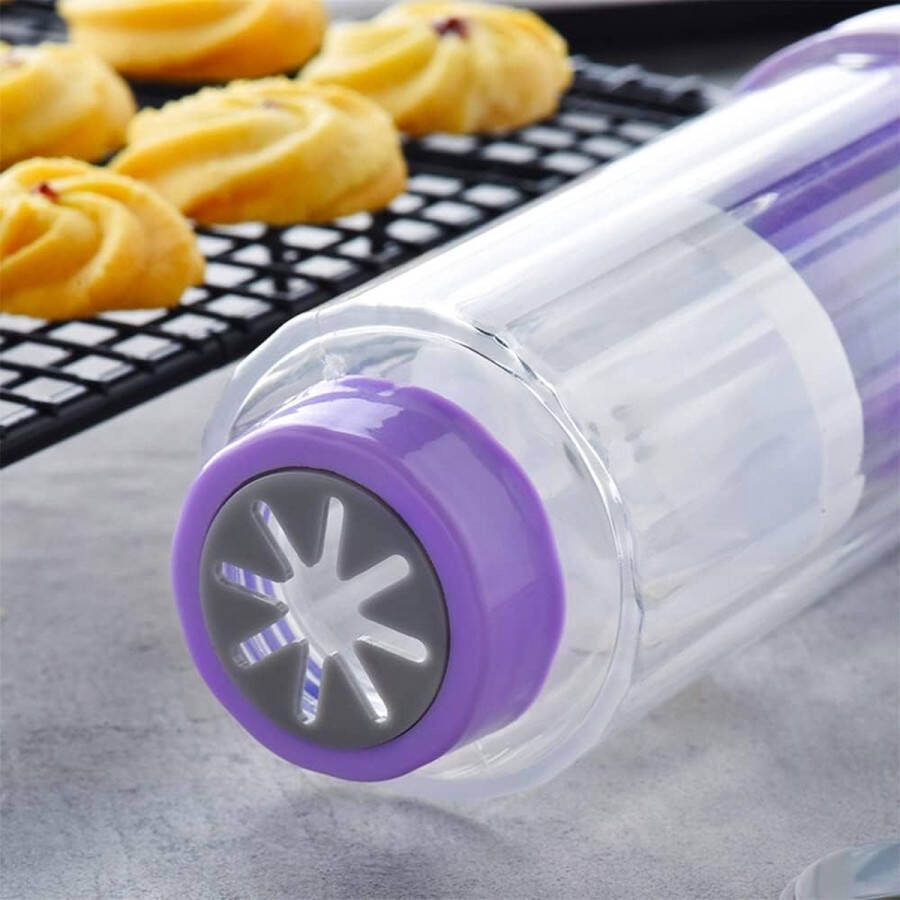 Koekjesmaker slagroomspuit bakspuit koekjesmachine gebakspers koekjespers spuitgebak suikerglazuur koekpers spuit. Met 10 verschillende stijlvorm schimmel en 8 tuiten
