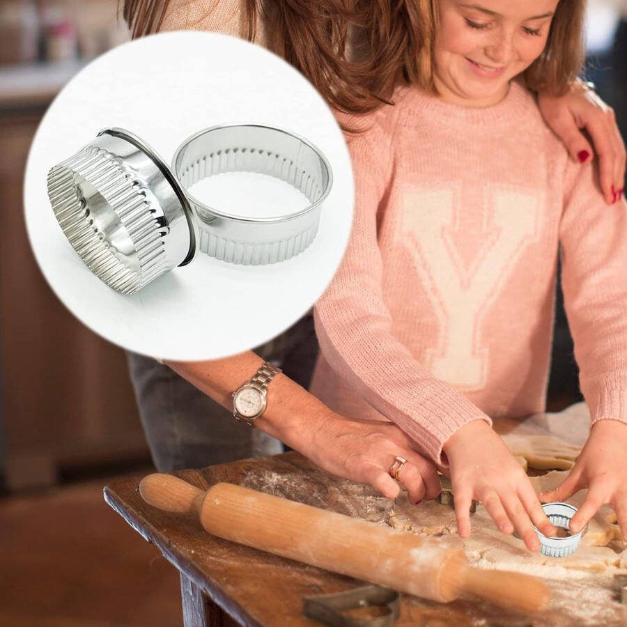 Koekjesvormpjes set van 4 ronde koekjessnijders roestvrij staal gebakvormpjes voor kinderen bakvormen voor deeg gebak donut fondant fruit groente doe-het-zelf taartdecoratie