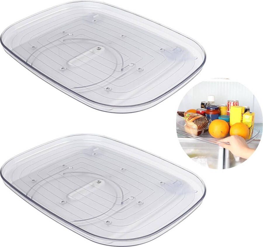 Koelkast Draaiplateau Organizer Transparant 360 Graden Draaibaar Voorraadkast Set van 2