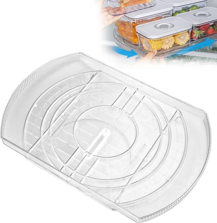 Koelkast Draaitafel Lazy Susan Draaitafel Organizer 360° Draaibare Koelkast Draaitafel Rechthoekige Koelkast Draaitafel Transparant Lade Opbergrek voor Koelkast