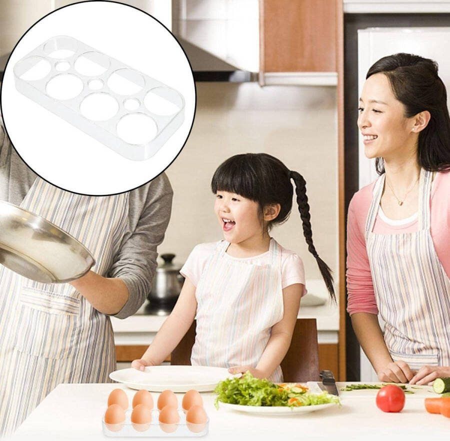 Koelkast eierhouder 8 stuks kunststof voor thuis keuken Pasen party eieren opbergdoos egg tray