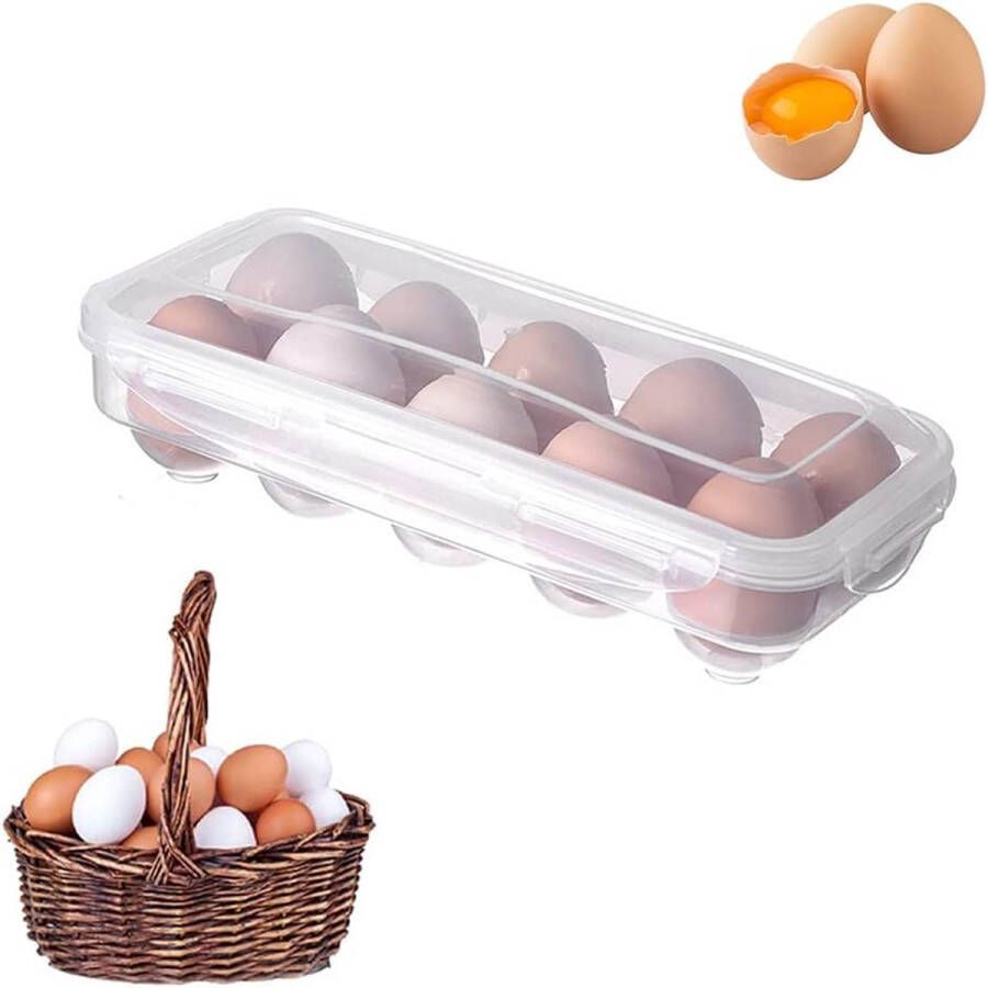Koelkast eierhouder met deksel 10 rasters draagbare ei-opbergdoos praktische eierbox met deksel eierhouder voor koelkast keuken picknick