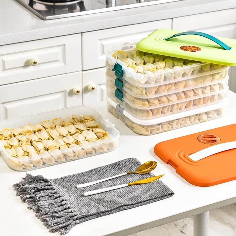 Koelkast-opbergdoos met deksel voedselopbergdozen opbergdoos 3 lagen stapelbare voedselcontainers voor koelkast keuken