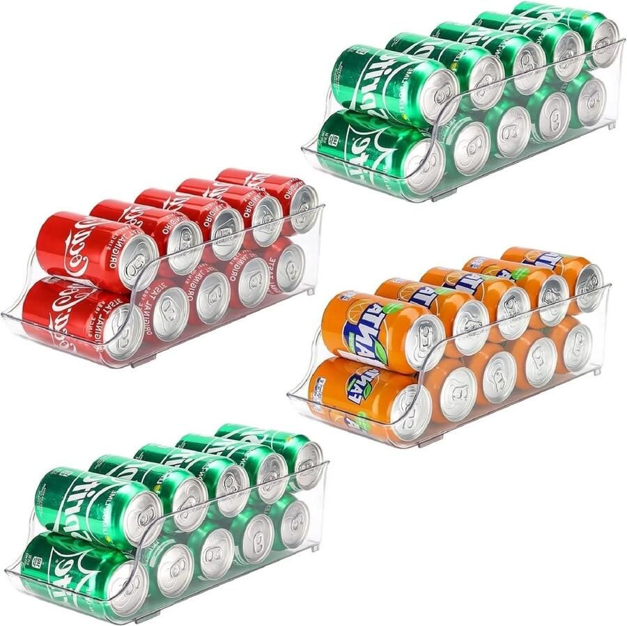 Koelkast Organizer Bakjes Stapelbaar Plastic Drank Opbergbakken Set van 4 Transparant
