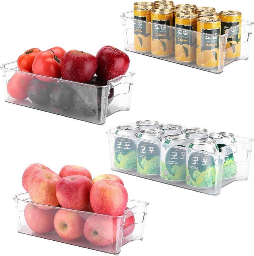 Koelkast Organizer Bakjes Stapelbaar Plastic Opbergbakken 4 Stuks Bijkeuken Drank Organisator