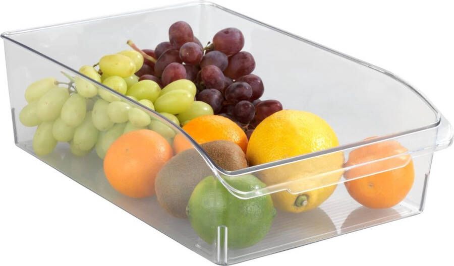 Koelkast-organizer L opbergdoos voor koel- en voorraadkast voor het sorteren van levensmiddelen transparant design 20 x 9 5 x 31 cm van robuust PET
