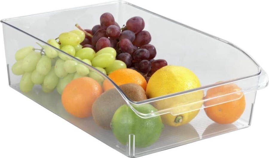 Koelkast-organizer L opbergdoos voor koel- en voorraadkast voor het sorteren van levensmiddelen transparant design 20 x 9 5 x 31 cm van robuust PET