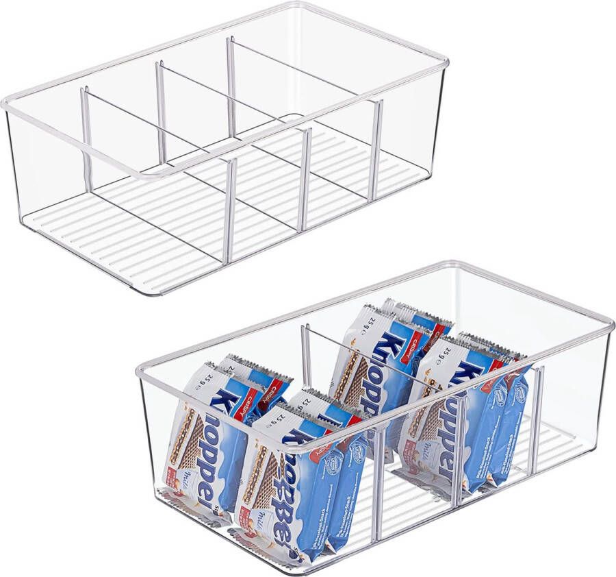 Koelkast-organizer met 4 vakken BPA-vrije keuken stapelbare voedselbewaardoos voor theezakjes snacks specerijen doorzichtig