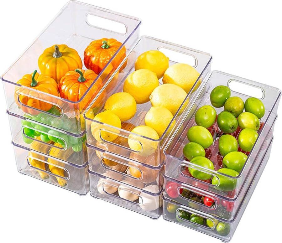 Koelkast-organizer set van 9 (3 maten) voor keuken eetkamer planken lade kasten badkamer BPA-vrij Koelkast-organizer set van 9 (3 maten) voor keuken eetkamer planken lade kasten badkamer BPA-vrij