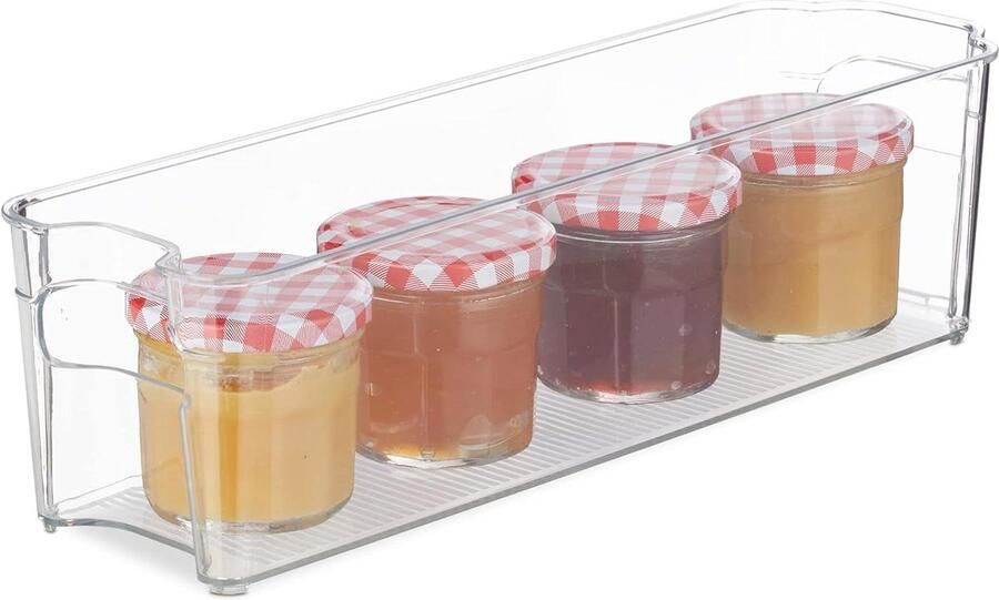 Koelkast organizer smal met grepen Voor levensmiddelen 10 x 11 x 37.5 cm Doorzichtig