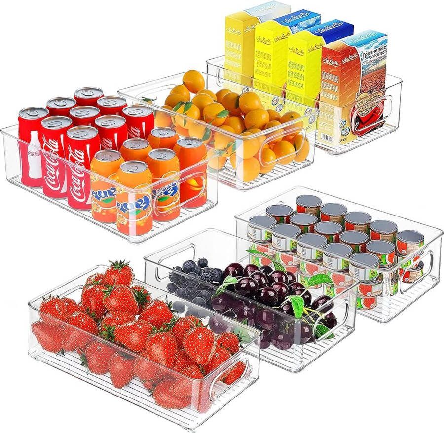 Koelkast-organizer stapelbaar opbergdoos keukenorganizer voorraaddoos doorzichtig reservoir voor koelkast keuken kasten (6)