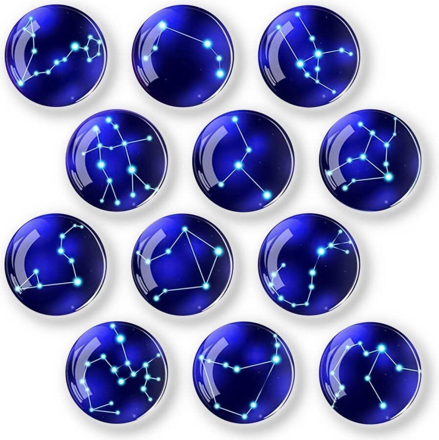 Koelkastmagneten 12 stuks glazen cabochons glasmagneten kinderkoelkastmagneten decoratief voor koelkast whiteboards koelkasten horoscoop