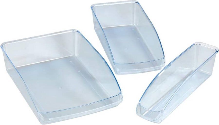 Koelkastorganizer 3-delige set opbergdoos 3-delig polystyrol 22 5 x 8 x 33 cm transparant
