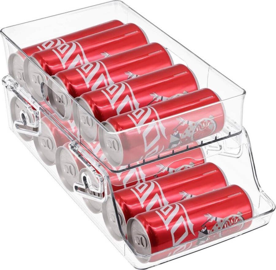 Koelkastorganizer blikjesdispenser koelkast 2 niveaus opvouwbare blikhouder bekerhouder voor 250 ml 330 ml drankblikjes bier soda blikjes